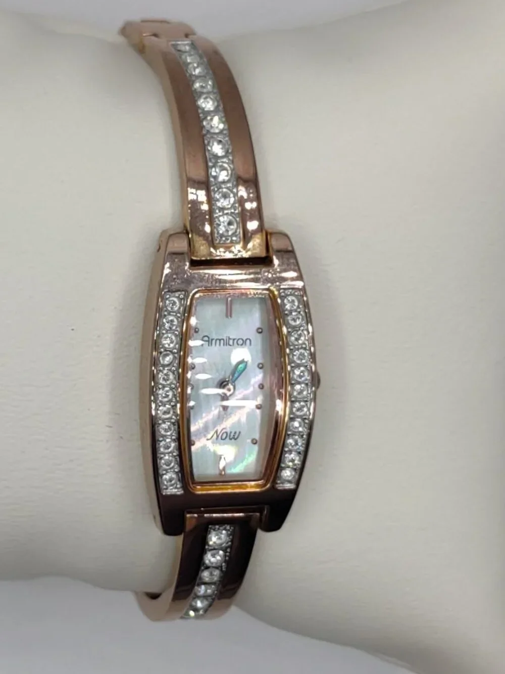 Womens Watch Rose-Gold Armitron Mother of Pearl Face w/ New Battery